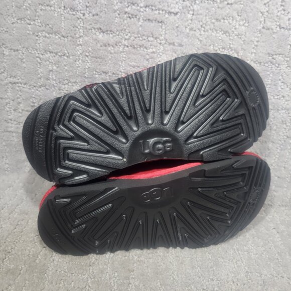 UGG Tasman II Kids Size 3 Samba Red Suede Shearling Lining Slip On Slippers Shoe - Picture 10 of 11